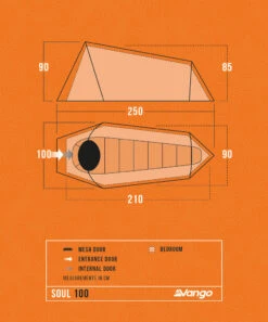 Vango Soul 100 Tent Deep Blue 2025 -Outdoor Camping Discount Soul100Floorplan LowRes