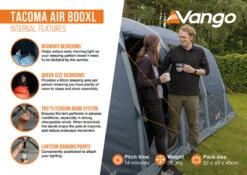 Vango Tacoma Air 800XL Tent - 2025 -Outdoor Camping Discount Tacoma Air 800XL Infographic2 LowRes small