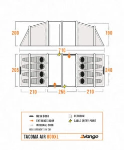 Vango Tacoma Air 800XL Tent - 2025 -Outdoor Camping Discount TacomaAir800XLFloorplan LowRes small