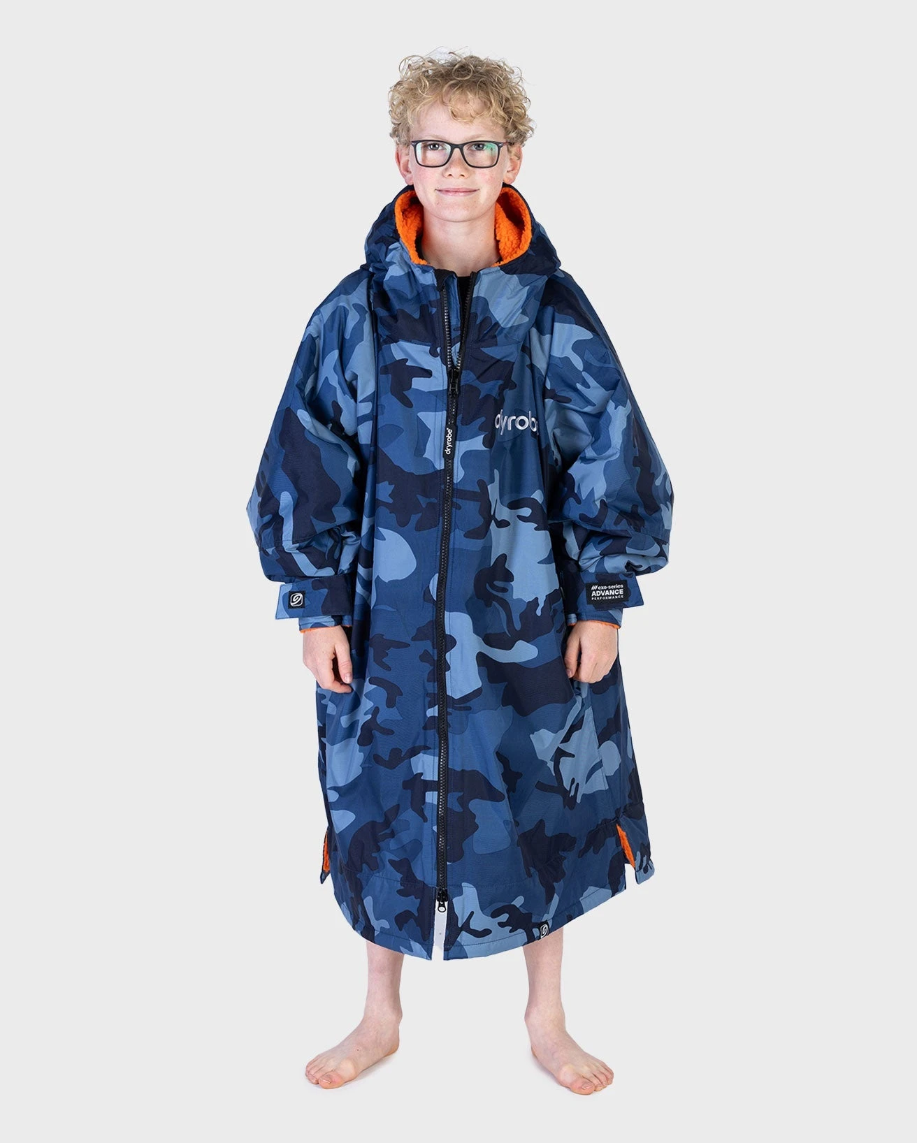 Dryrobe Advance Kids Long Sleeve Blue Camo / Orange 1 Dryrobe Advance Kids Long Sleeve Blue Camo / Orange
