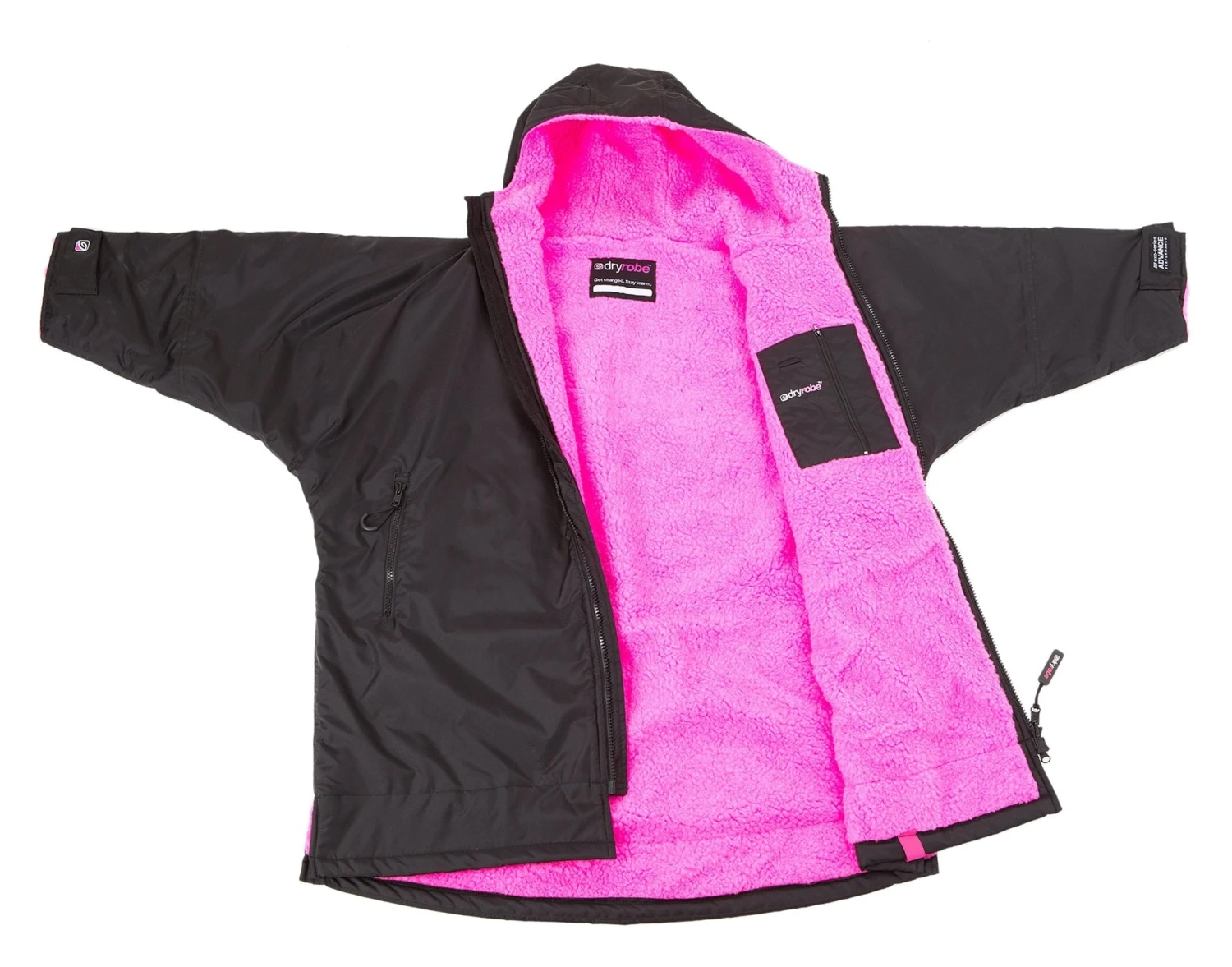 Dryrobe Advance Kids Long Sleeve BLACK PINK - RECYCLED 2 Dryrobe Advance Kids Long Sleeve BLACK PINK - RECYCLED - Image 2