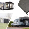 Vango Riviera Air Awning 390 Elements TC Package With Free Tall Annex Elements TC - Riviera, Caravan Awning Side Canopy And CP225 - Breathable Fitted Carpet - Riviera 390